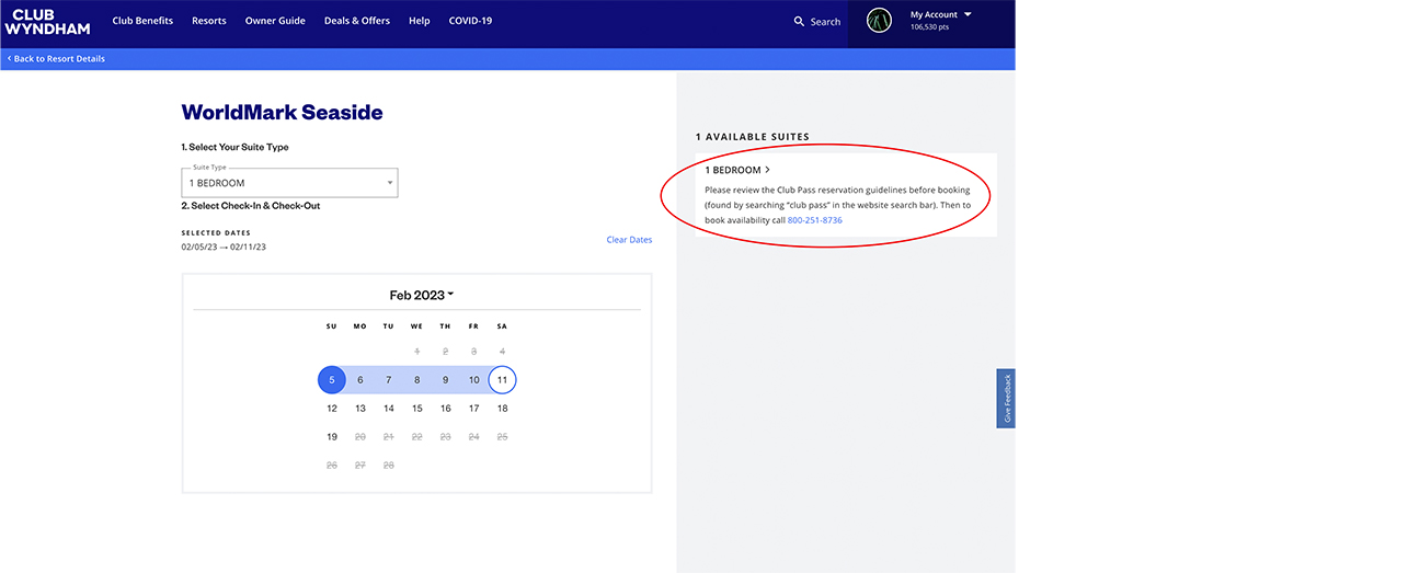 Monthly Availability page screenshot with dates and suite selected.